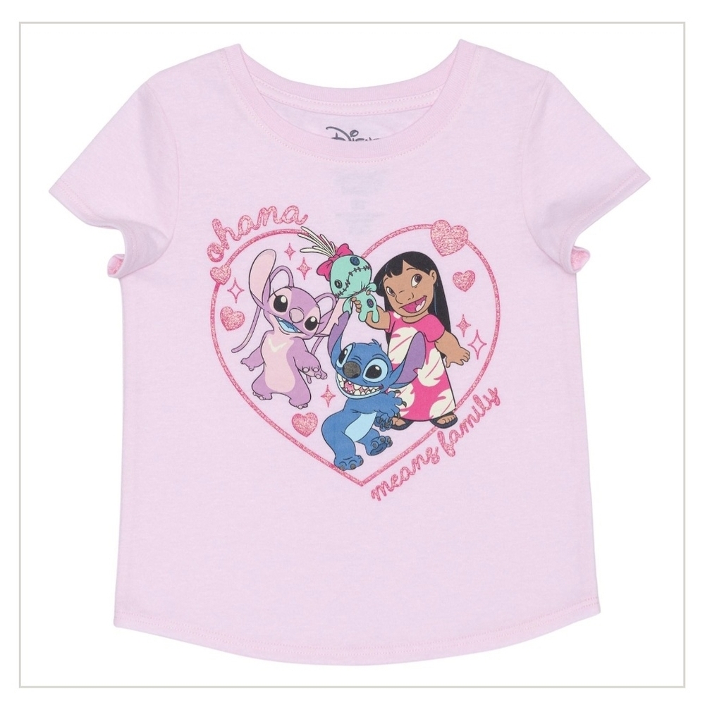 Disney Lilo & Stitch "Ohana" Baby Girls Pink Graphic Tee - NWT 12M ✨